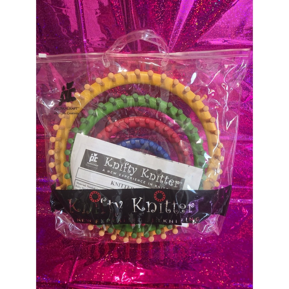 Provo Craft Knifty Knitter Knitting Looms Hooks 4 Pc Set Hat Caps 11" - 5"